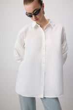 FUNCTIONAL TIE SHIRT - Cotton Blend: Ecru / XL