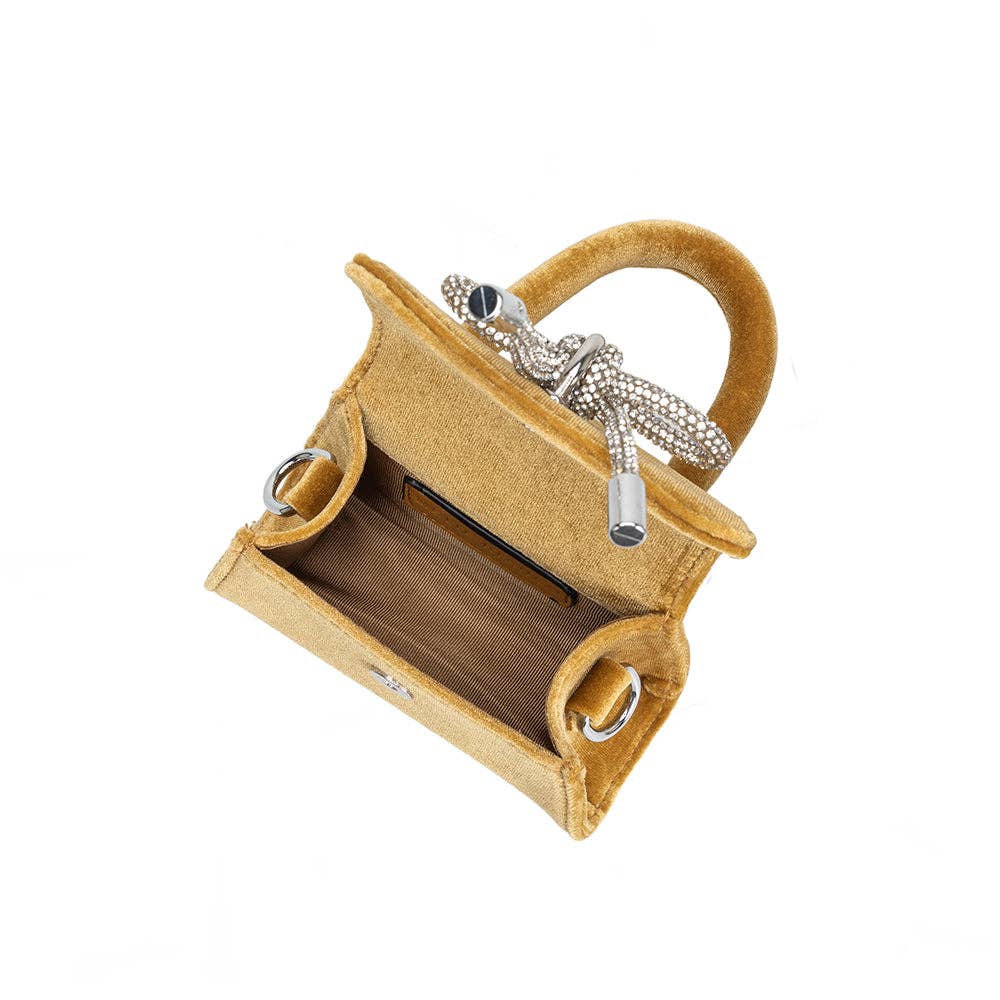 Sabrina Gold Mini Velvet Top Handle Bag - Iris 1956