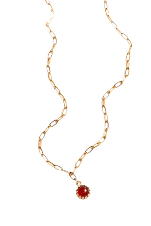 Regal Necklace – Gold-Filled Carnelian Pendant - Iris 1956