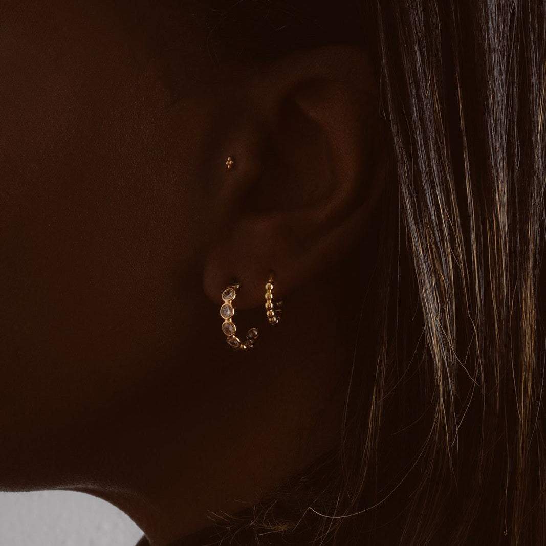 Thalia Hoops – 14K Gold-Filled & White Sapphire - Iris 1956