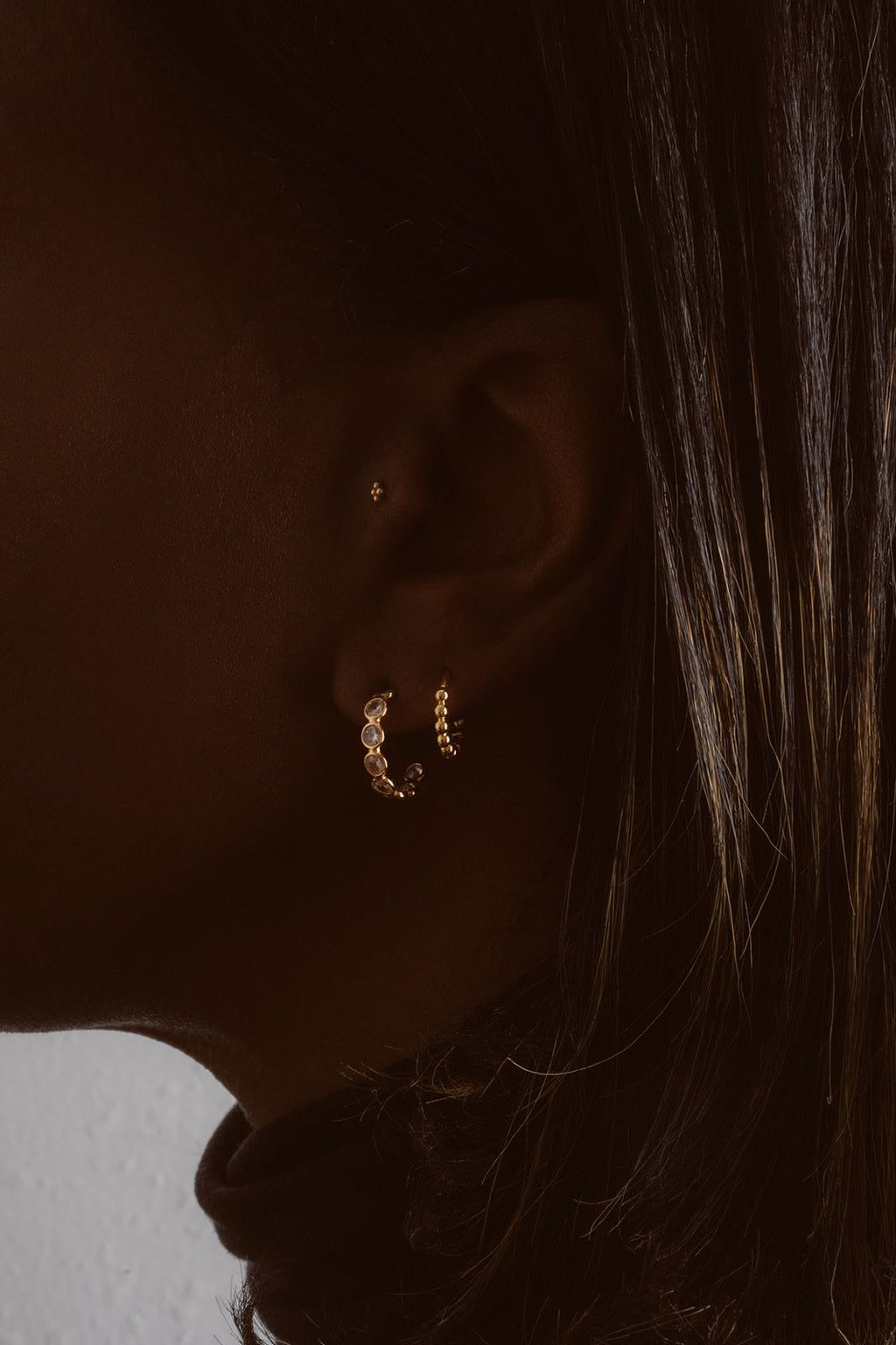 Thalia Hoops – 14K Gold-Filled & White Sapphire - Iris 1956