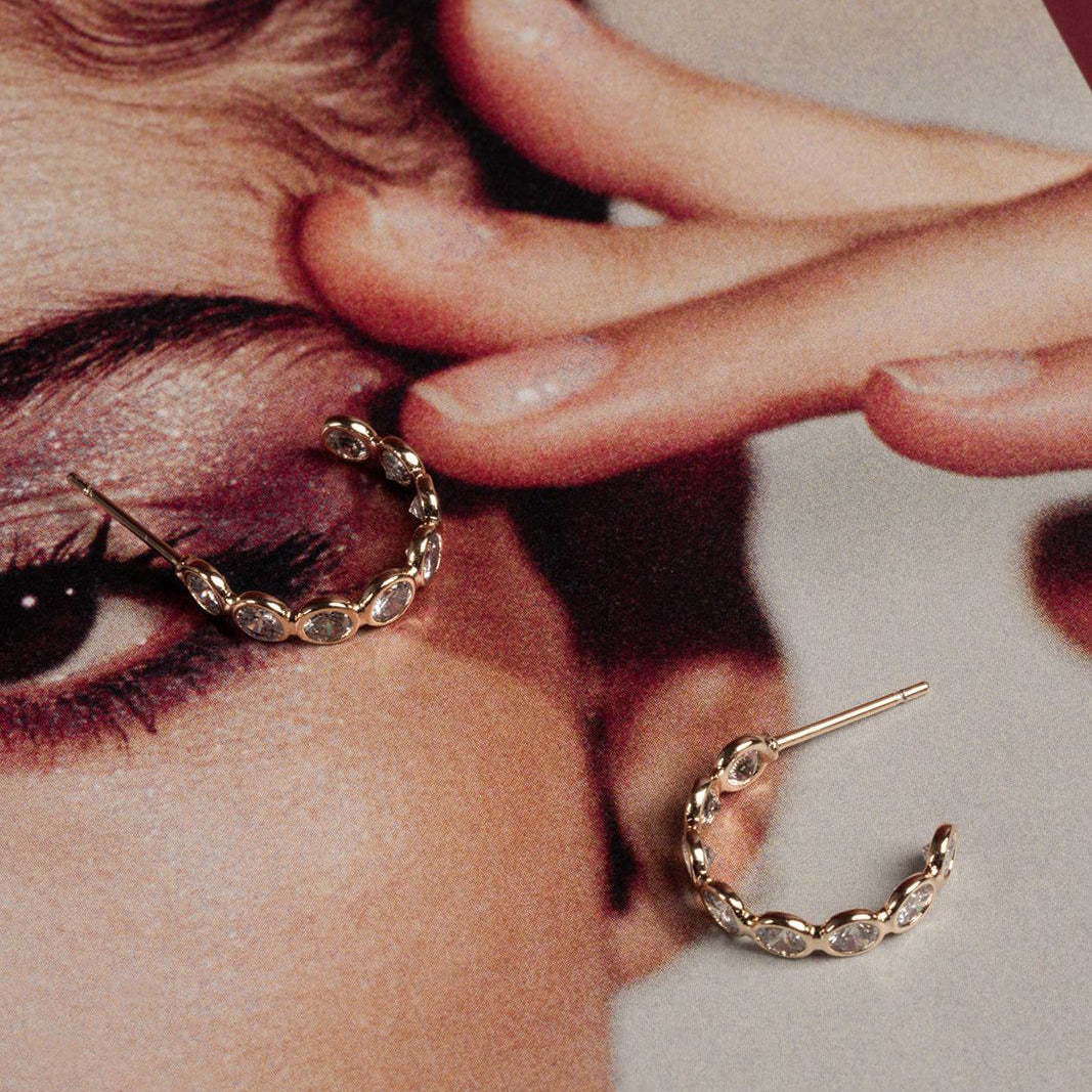 Thalia Hoops – 14K Gold-Filled & White Sapphire - Iris 1956