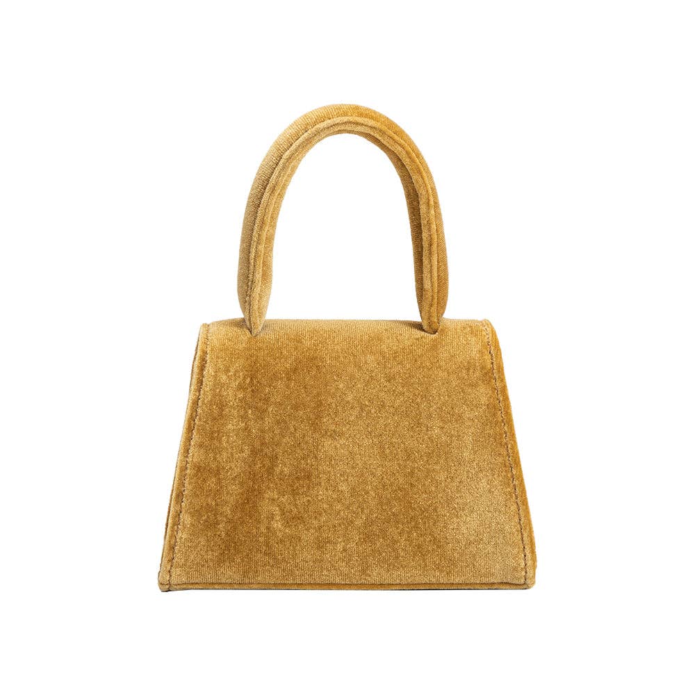 Sabrina Gold Mini Velvet Top Handle Bag - Iris 1956
