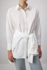 FUNCTIONAL TIE SHIRT - Cotton Blend: Ecru / XL