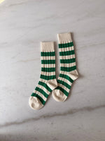 COLOR STRIPE HIGH SOCKS: FOREST GREEN