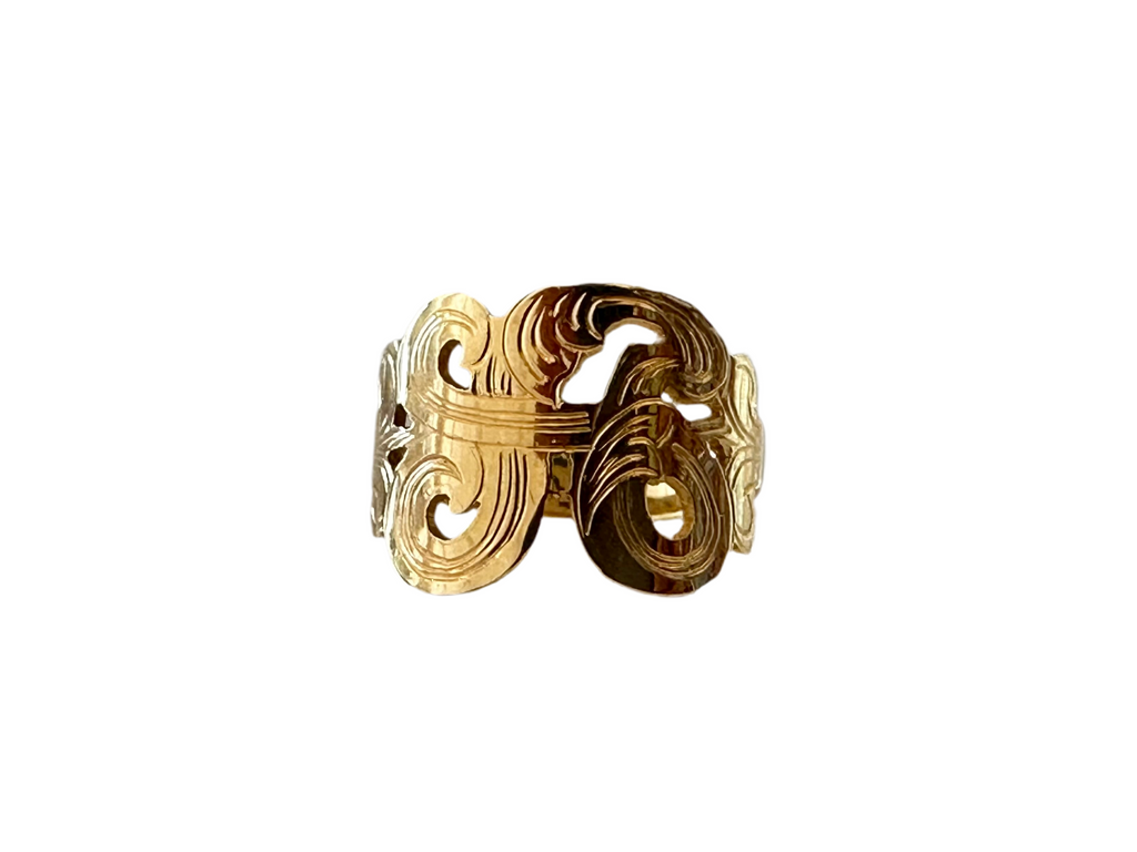 Initial Monogram Ring in 14k Gold