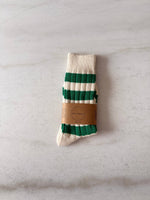 COLOR STRIPE HIGH SOCKS: FOREST GREEN