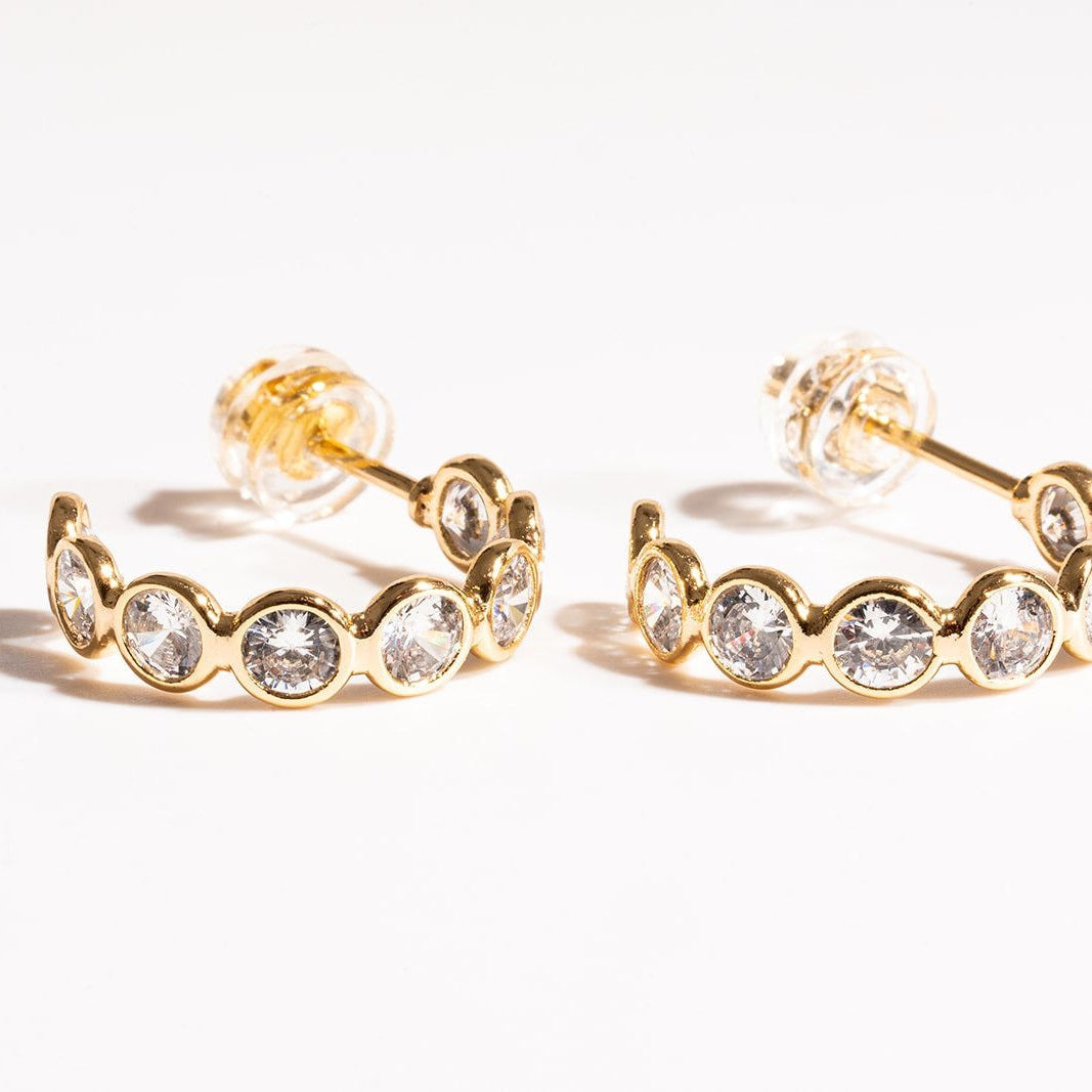Thalia Hoops – 14K Gold-Filled & White Sapphire - Iris 1956