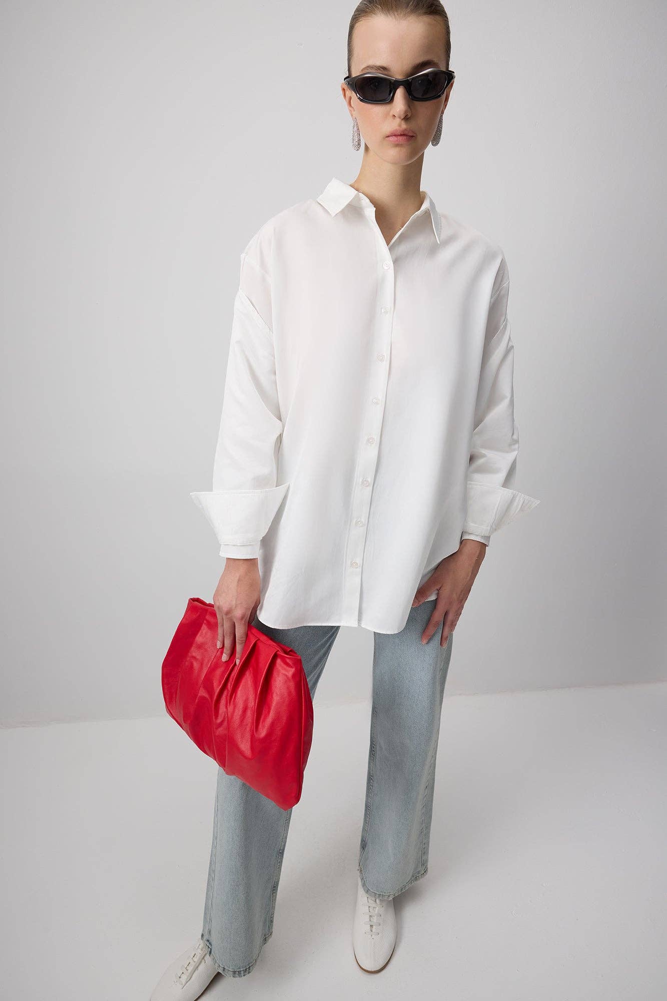 FUNCTIONAL TIE SHIRT - Cotton Blend: Ecru / XL