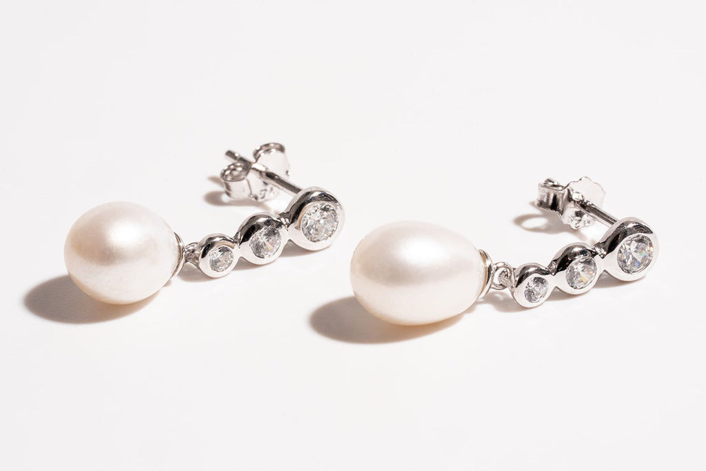 Baroque Pearl Earrings in Silver - Iris 1956
