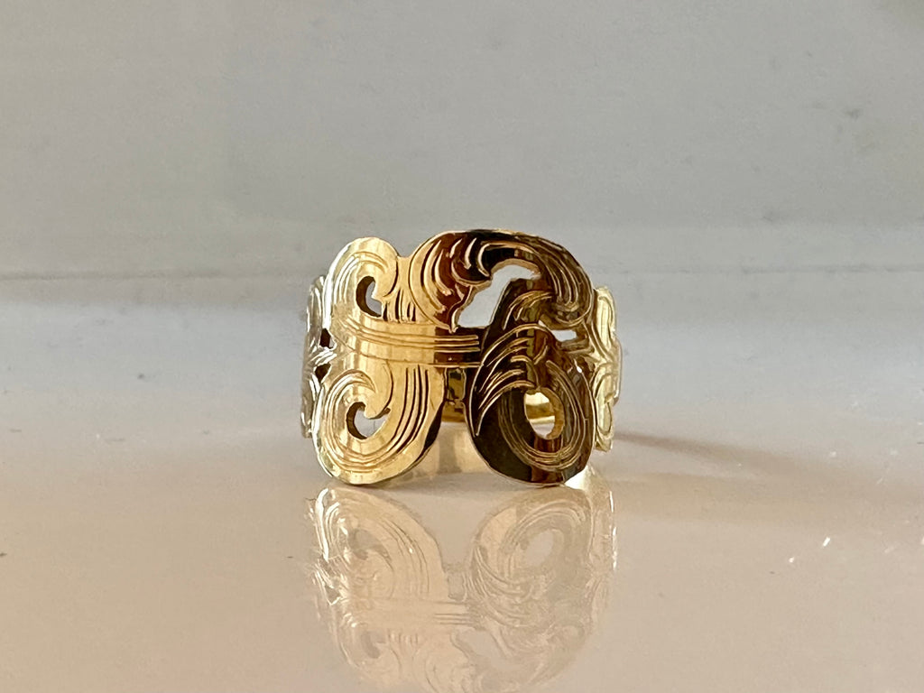 Initial Monogram Ring in 14k Gold