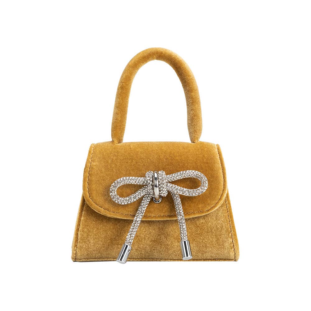 Sabrina Gold Mini Velvet Top Handle Bag - Iris 1956