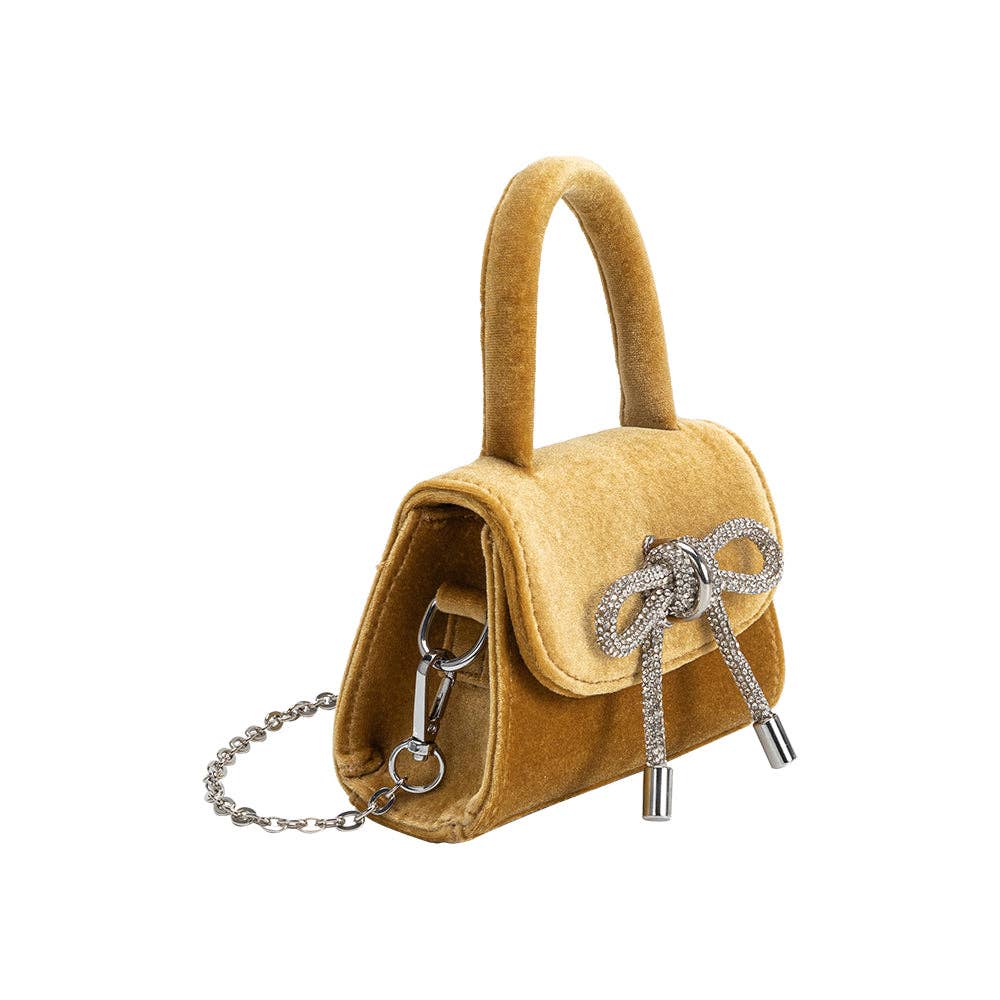 Sabrina Gold Mini Velvet Top Handle Bag - Iris 1956