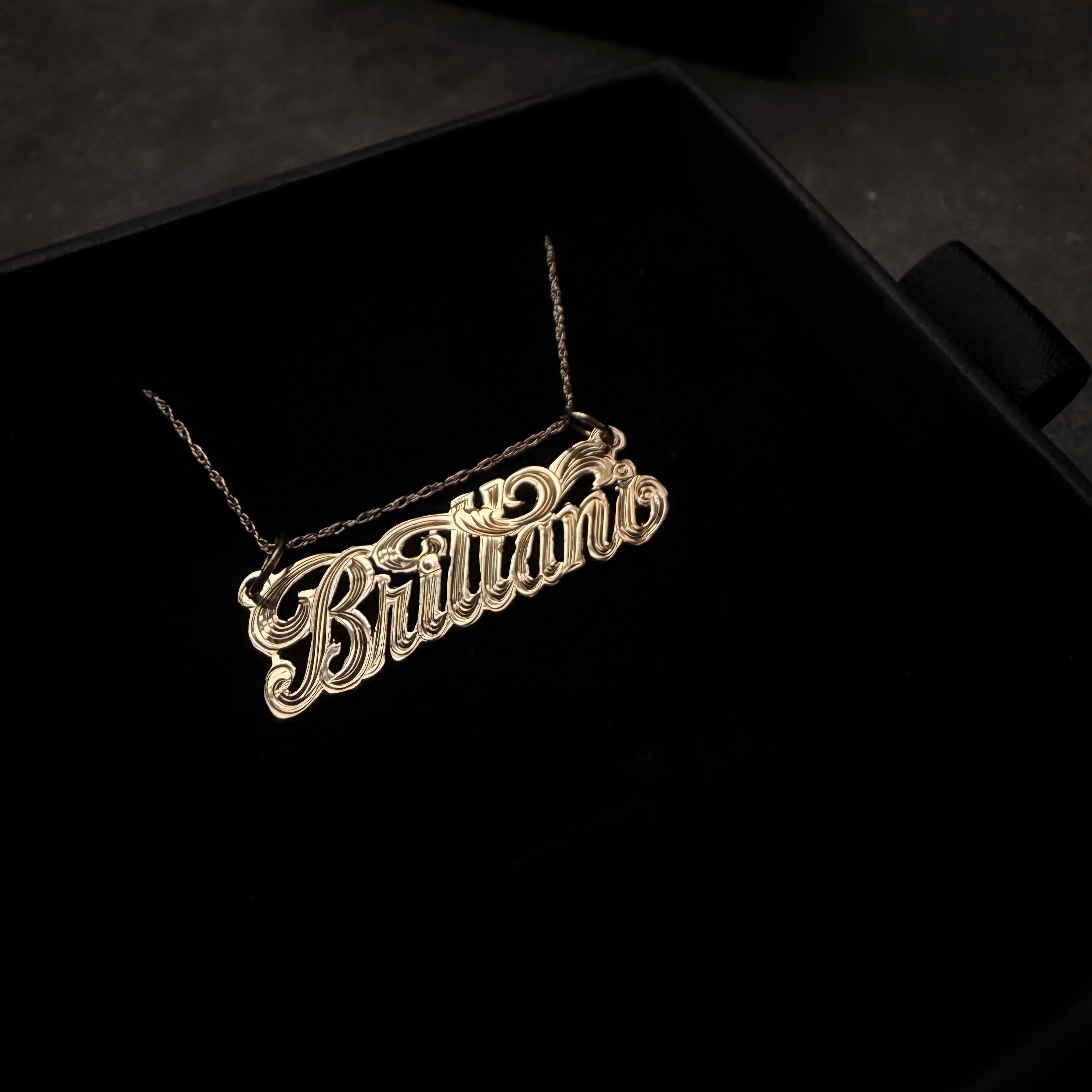 Sincerely, Me ~Monogram Nameplate Necklace in 14k Gold - Iris 1956