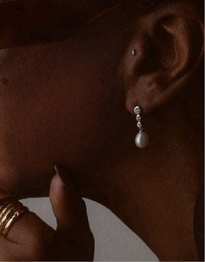 Baroque Pearl Earrings in Silver - Iris 1956