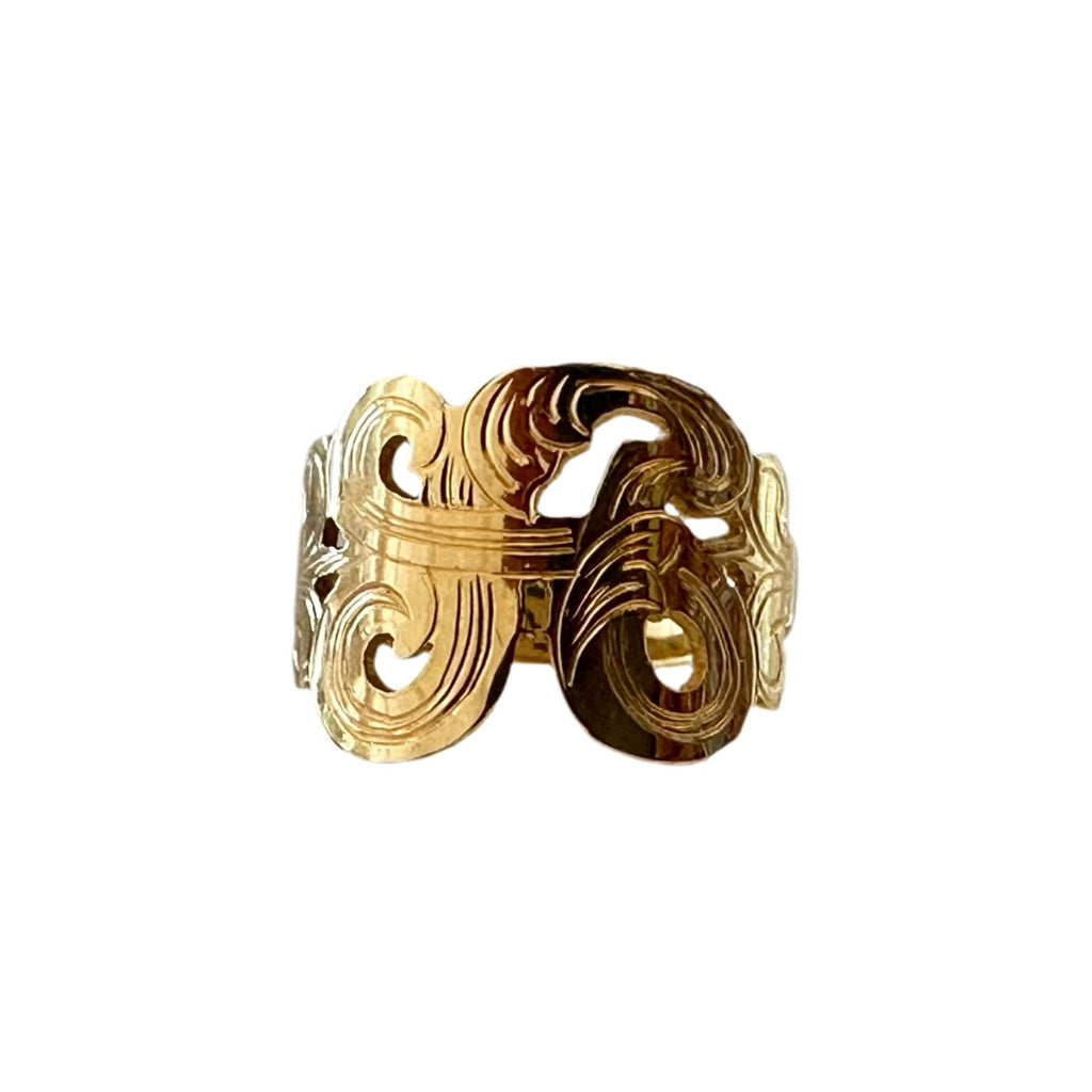 Initial Monogram Ring in 14k Gold - Iris 1956