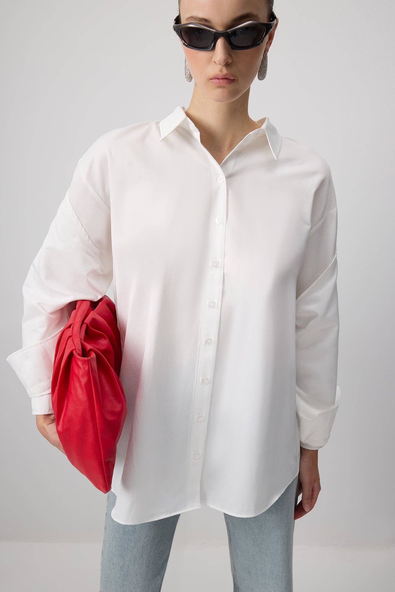 FUNCTIONAL TIE SHIRT - Cotton Blend: Ecru / XL