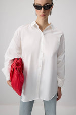 FUNCTIONAL TIE SHIRT - Cotton Blend: Ecru / XL