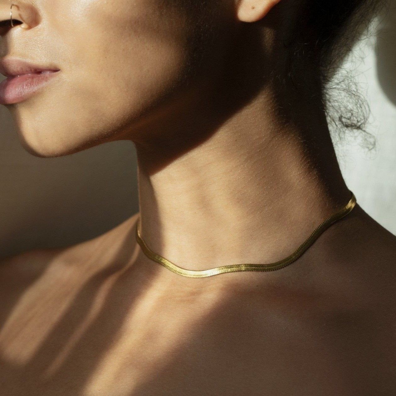 Gold Loved Herringbone Snake Chain - Iris 1956