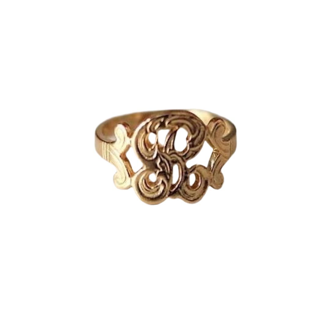 Initial Monogram Ring in 14k Gold - Iris 1956