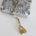 "In Awe" Lock Paper Clip Link Chain Necklace - Iris 1956