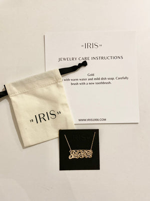 Sincerely, Me-Monogram Nameplate Necklace in Gold - Iris 1956