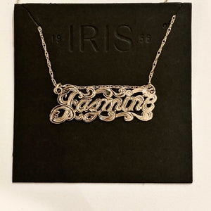 Sincerely, Me-Monogram Nameplate Necklace in Gold - Iris 1956