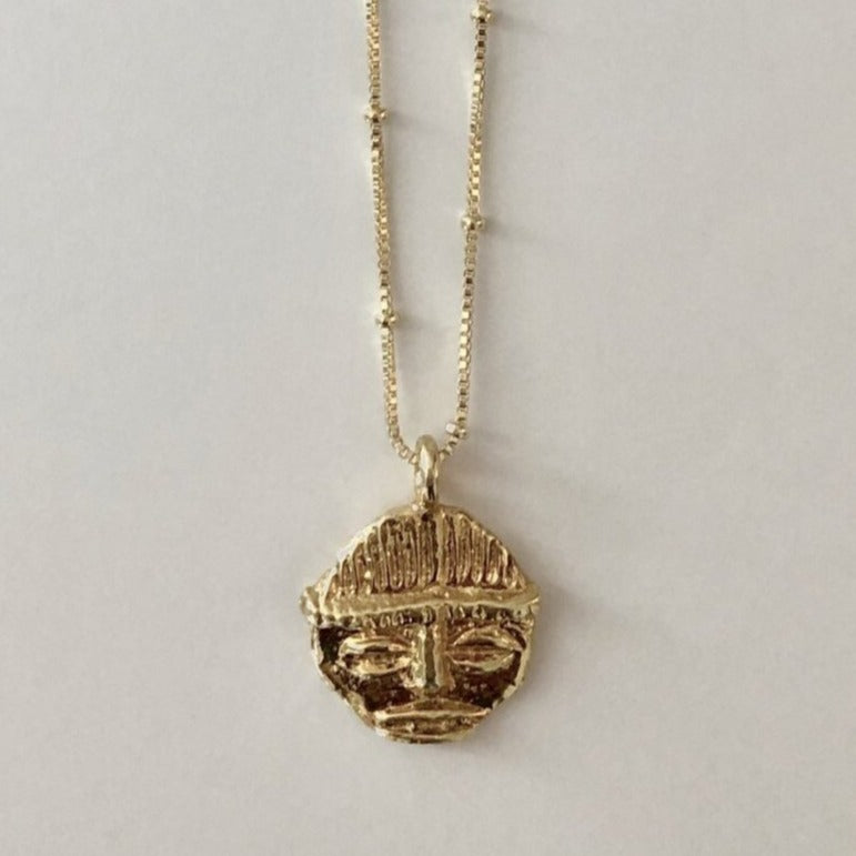 Gold Tribe Talisman Medallion Necklace - Iris 1956